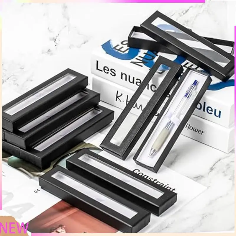

B15C 10Pcs Empty Pen Gift Box With Clear Lid Pen Boxes Gift Empty Single Pen Case Pen Jewelry Ballpoint Pen Display Case