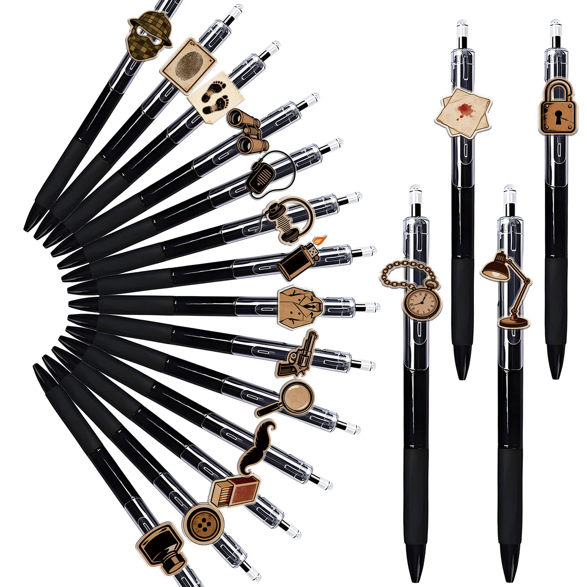 

18pcs Detective themed ballpoint pen creative detective series press neutral pen student writing signature stationery