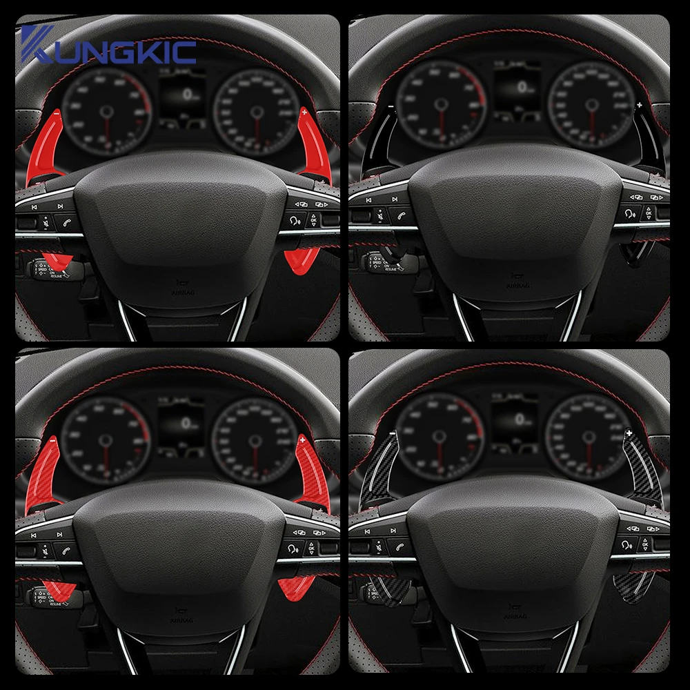 Shift Paddle For SEAT Leon ST 5F FR Cupra Ateca Ibiza 6P Arona Tarraco Carbon Fiber Car Steering Wheel Extension Shifter Sticker