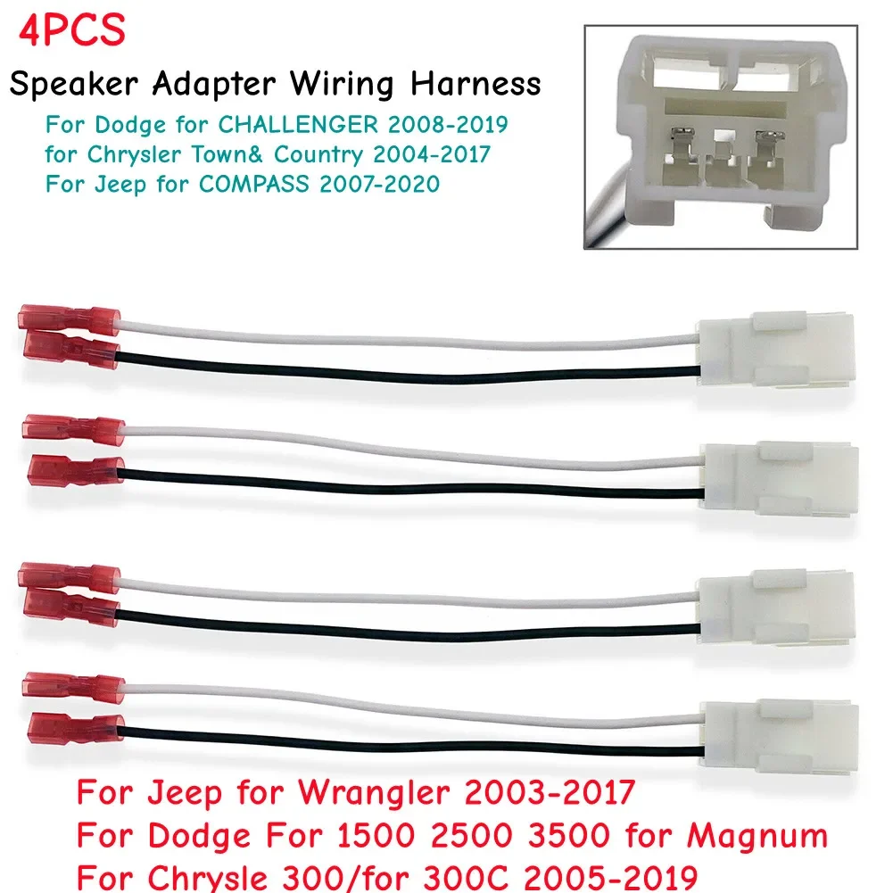 4pcs Speaker Adapter Wiring Harness Connector SP-6514 72-6514 Replacement For Jeep For Dodge For Chrysler Car Speaker-Line