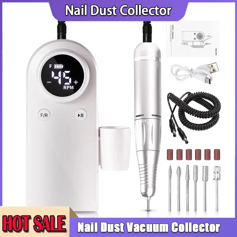 

Professional Nail Drill 45000 RPM Rechargeable Electric Cordless Nail File for Acrylic Nails Gel Polishing Removing