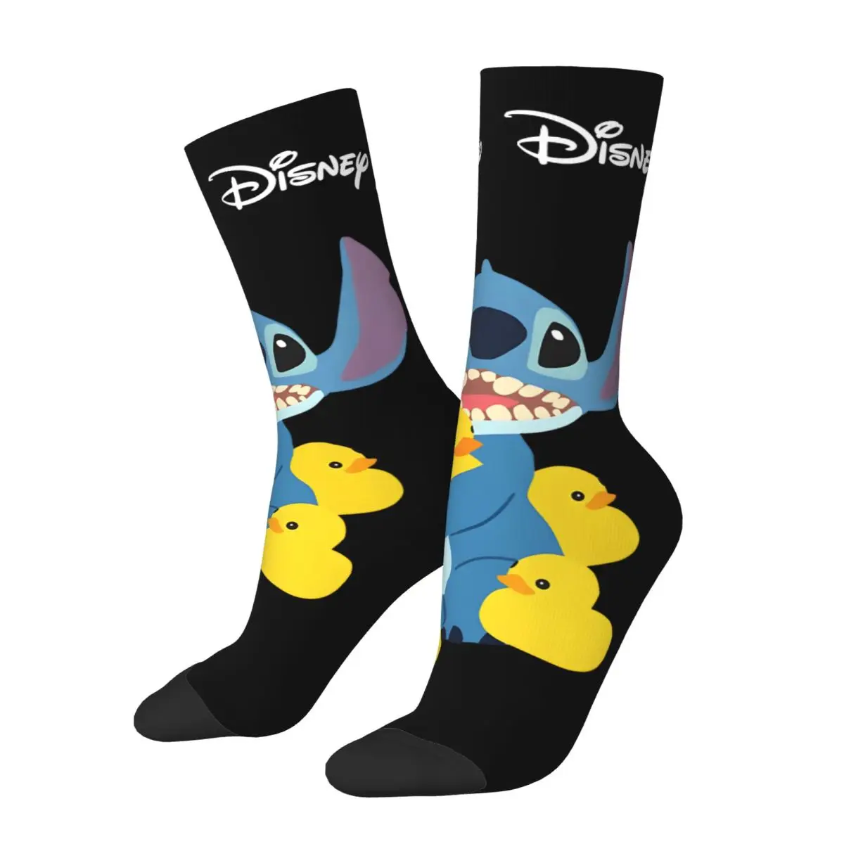 

Happy Funny Stitch And His Duckies Men's Socks Retro Harajuku Disney Stitch Street Style Novelty Casual Crew Crazy Sock