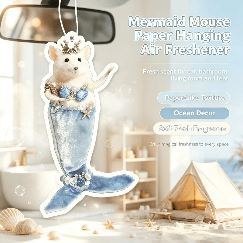Car Air Freshener Cute Mermaid Mouse Hanging Scent Card for Car Interior Rearview Mirror Ornament Gift