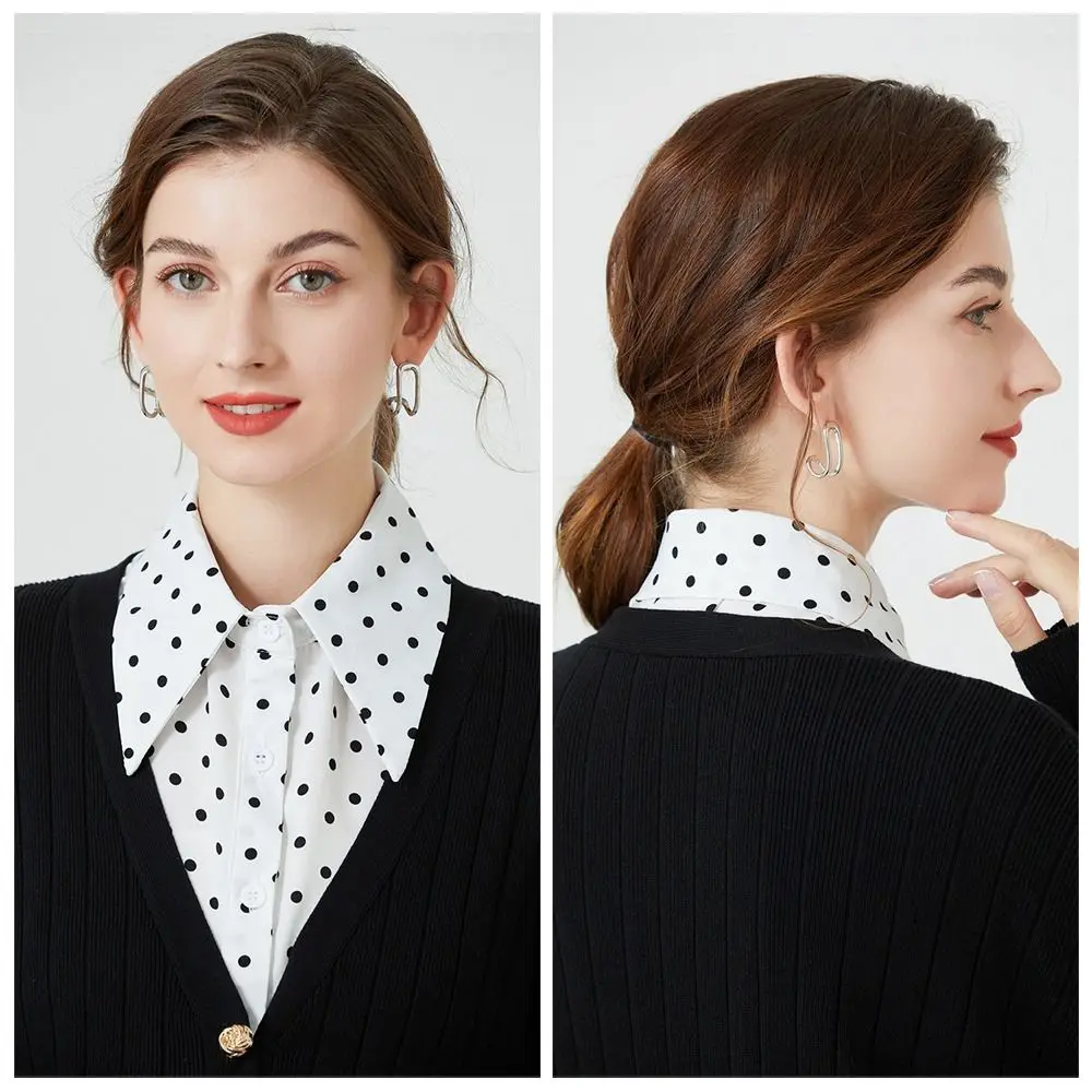 

New Detachable Fake Collar White Polka Dot Lapel Half Shirt Shawl Wrap Women Girls