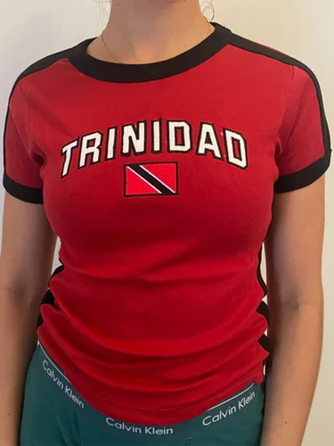Imagen 2 del producto Camiseta deportiva de manga corta para mujer, Tops gráficos de retazos con cuello redondo, camiseta Sexy ajustada de Color de contraste, ropa de calle Y2k 2024