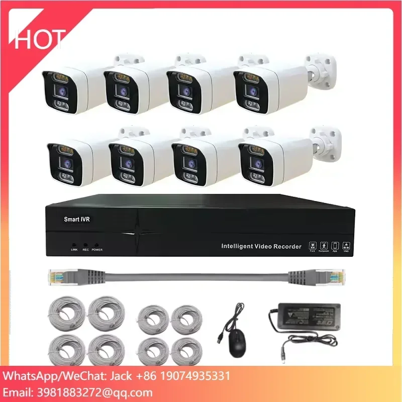 

8ch 5MP IP Cameras Set Intelligent Bullet Network Camera CCTV System Waterproof AI POE NVR Kit