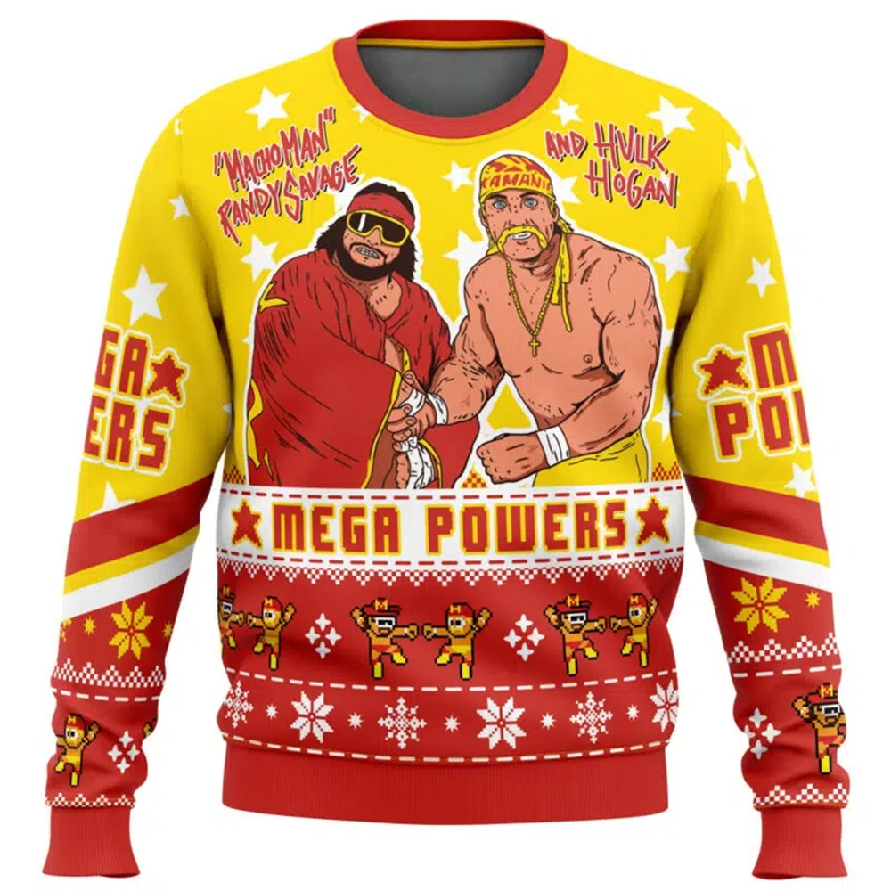 

Mega Powers Macho Man and Hulk Hogan Ugly Christmas Sweater Winter Holiday Party Funny Xmas Pullover Christmas Gift for Men