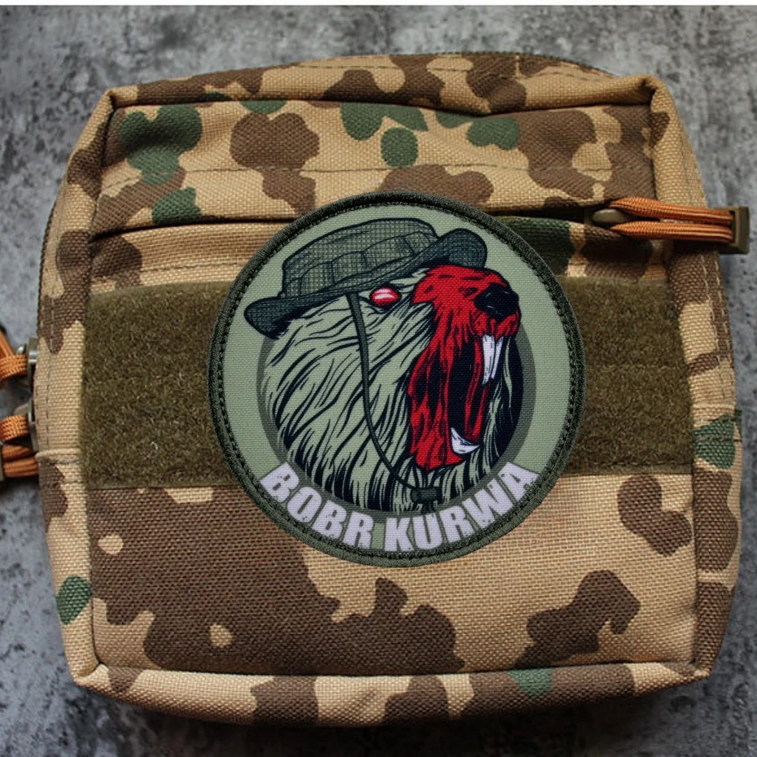 “Beaver” Morale Tactical Patch Bobr Kurwa Army Badge Printed Hook&Loop Patches Military Armband Combat Backpack Stickers