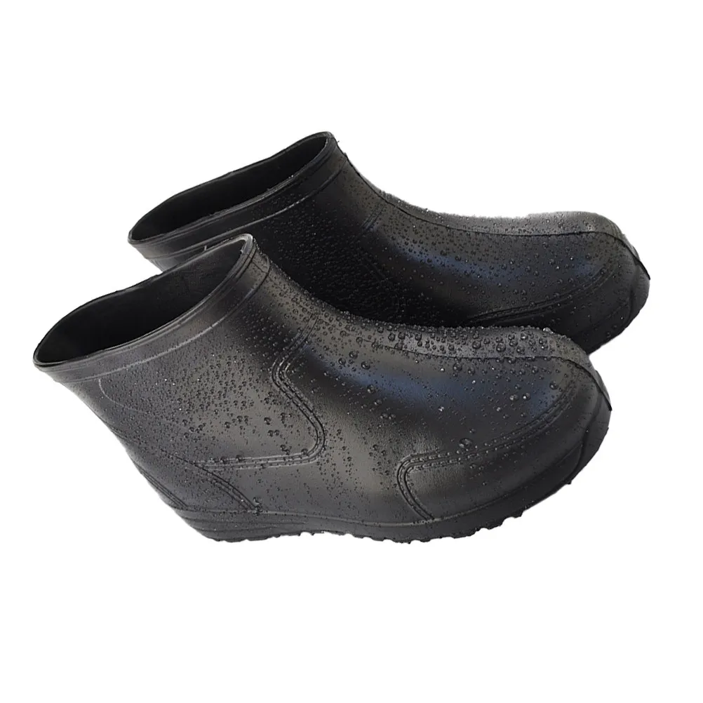 1Pair Non-Slip Wear-Resistant Acid Alkali Resistant Rain Shoes Low Canister Boots Size 45 Black Thick Heel Anti-Skid Stable Rain view 3