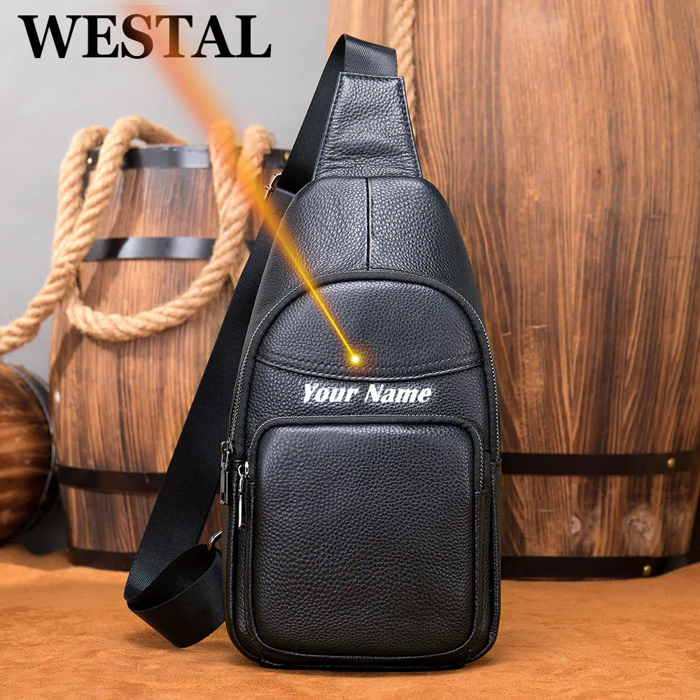 WESTAL-bandolera de pecho para hombre, bolso cruzado de diseñador, de viaje, paquete diario, color negro, 20202