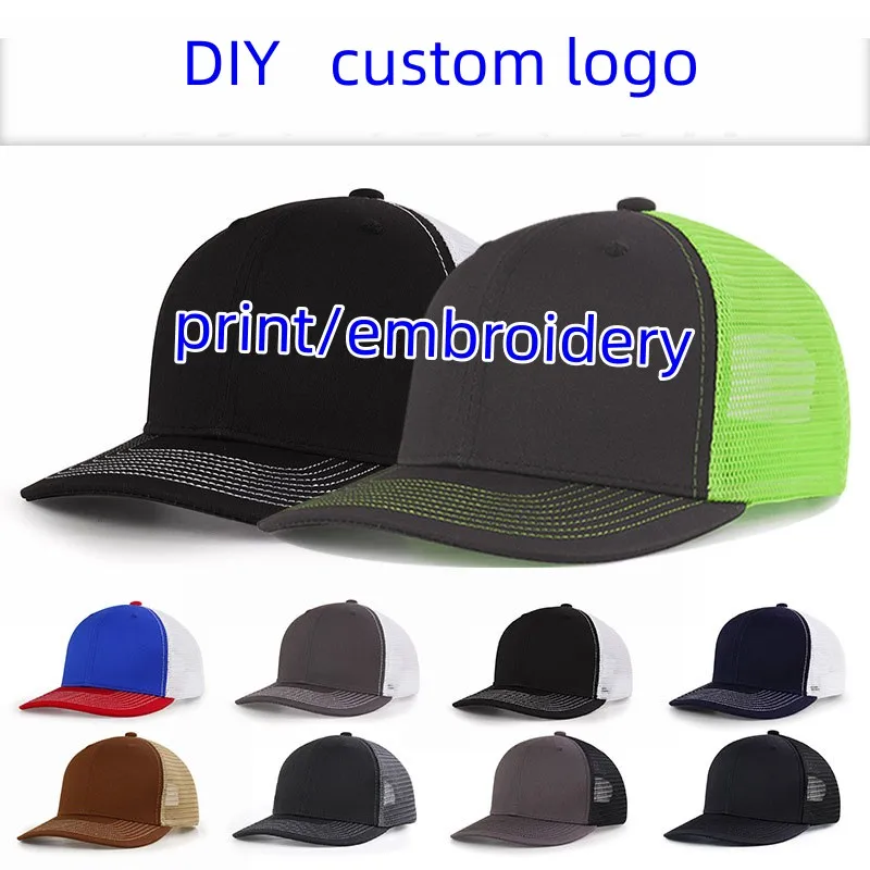 Custom DIY Logo Adult Mesh Trucker hat Golf Sun Hats Richardson112 /168 sports baseball caps Dad  Caps Curved Visor Cap