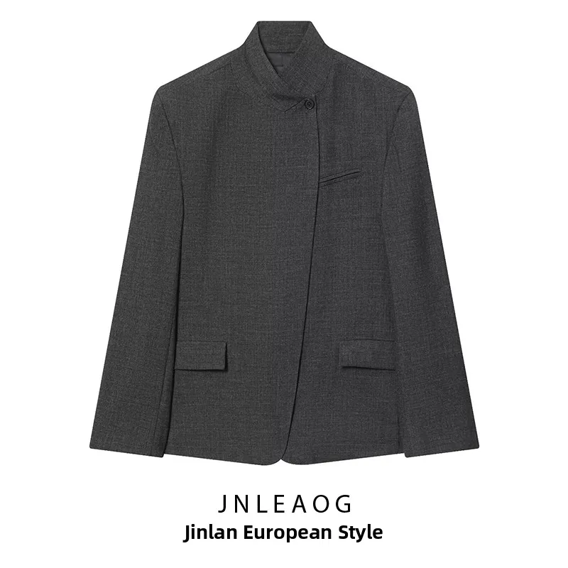 

Faionable Versatile Women's Suit Jaet Autumn New Arrival JNLEAOG Busin Casual Long Sve Polyester Stand Collar One B...