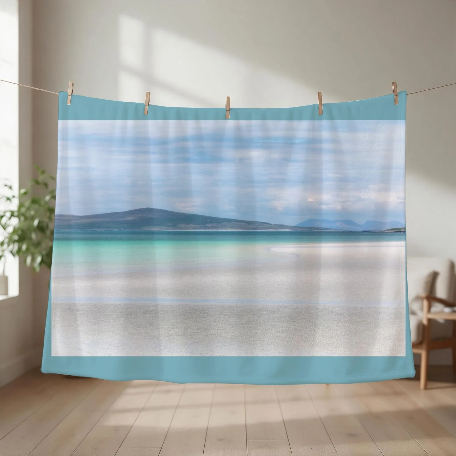 Clachan Sands Serene Scene North Uist Outer Hebrides Throw Blanket couch cozy soft plush fuzzy picnic outdoor blanket
