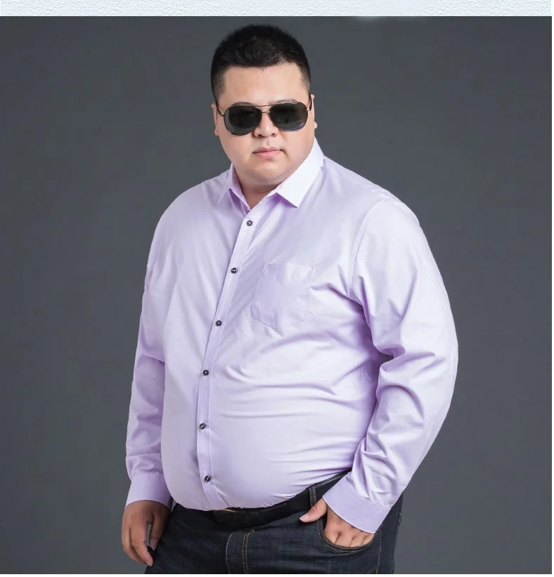 165KG Winter Autumn Men Plus Size Big Dress Shirt Long Sleeve 6XL 8XL 10XL 12XL Formal Office Shirts Business Blue