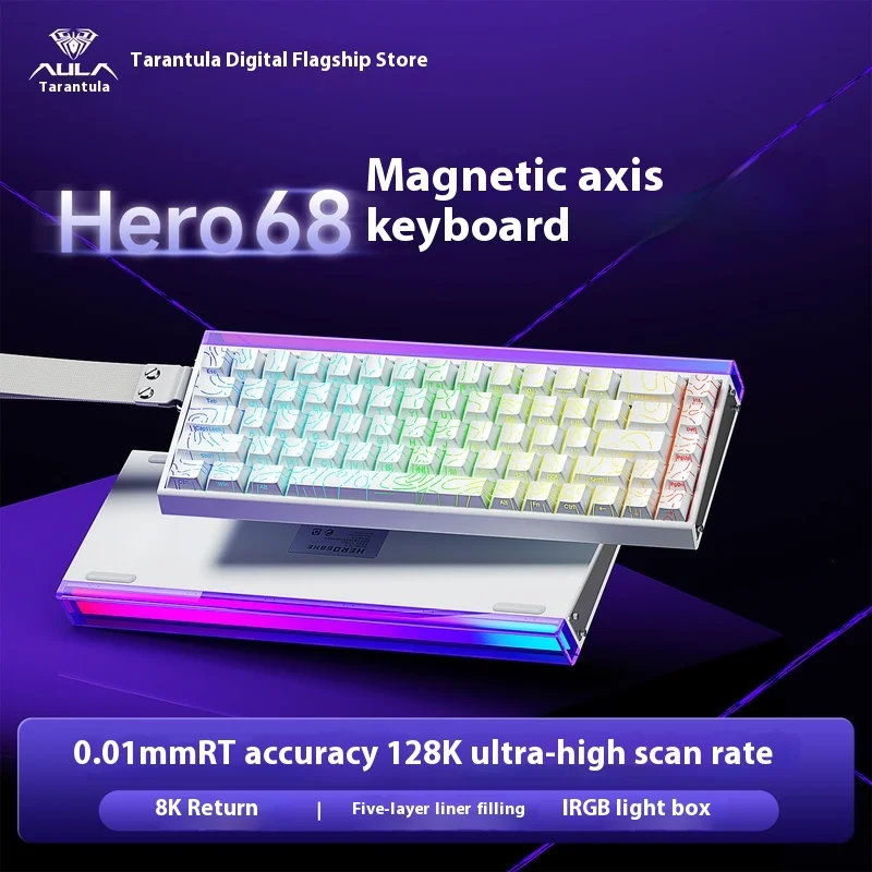 

Aula Gaming Keyboard Magnetic Switch Mechanical Keyboard Rapid Trigger 8k Return Rgb Wired Esports Game Accessories Hero 68he