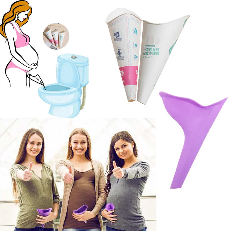 Women Urinal Outdoor Travel Camping Portable Female Urinal Soft Silicone / Disposable  Paper Urination Device Stand Up & Pee GYH