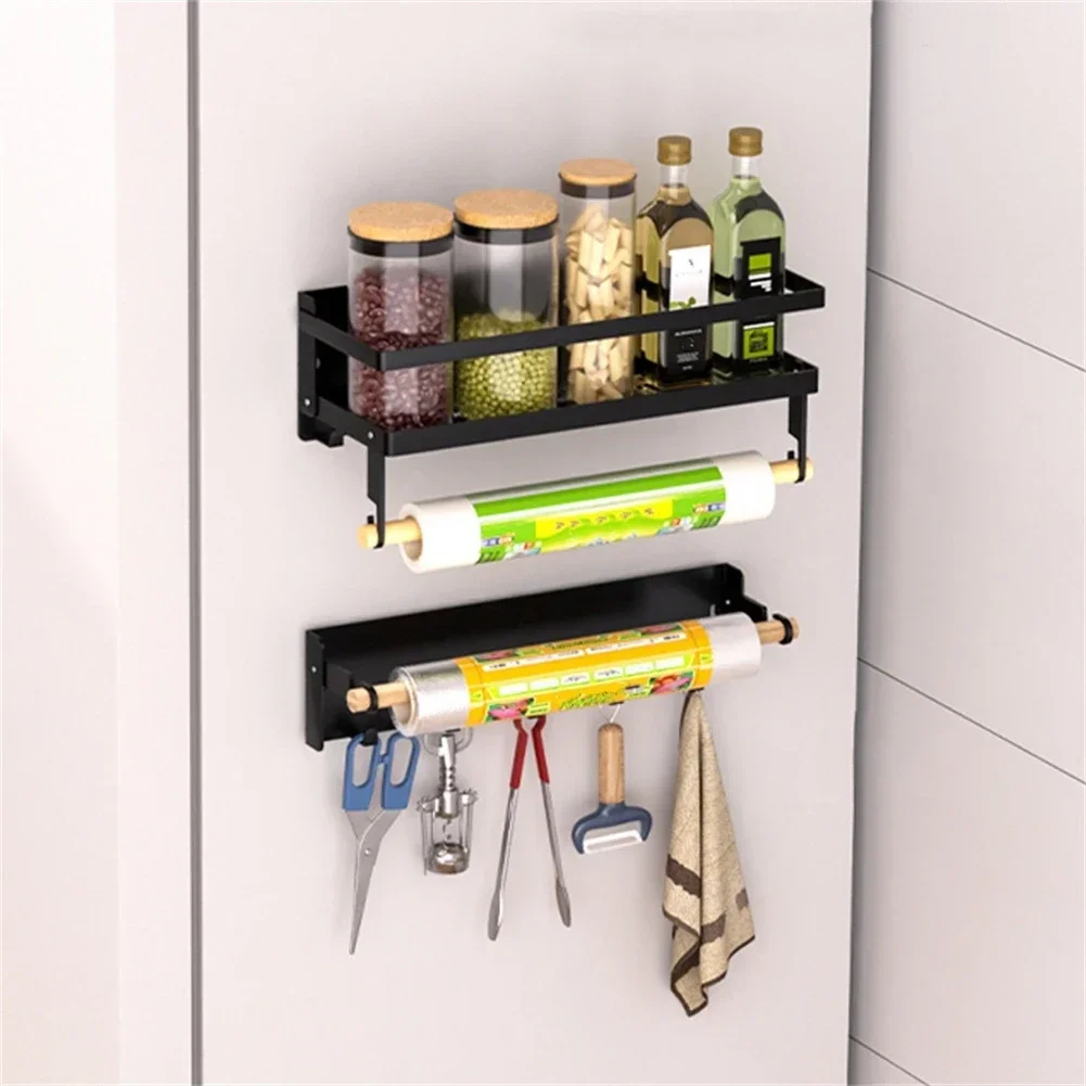 Magnetic Rack Spice Rack For Refrigerator No Drilling Wall Mount Spice Rack Kitchen Organizer Utensil Hanger Hook Shelf