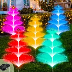 Impermeável Solar Jardim Luzes, 7 Mudando a cor, água-viva dupla e estrela, Natal Quintal Decoração do jardim, ao ar livre