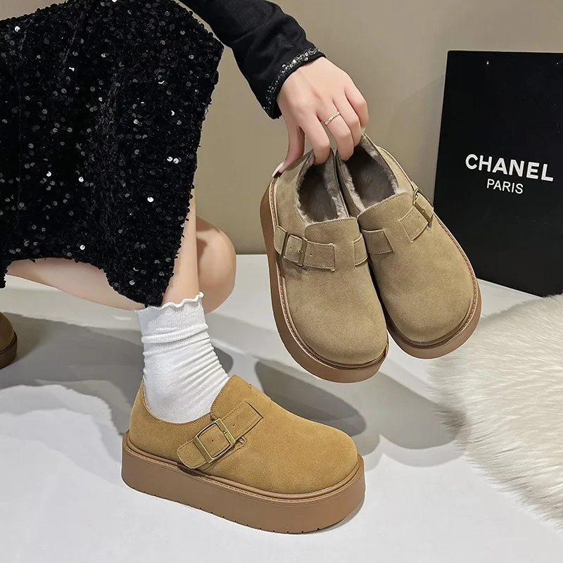 Soft Casual Woman Shoe Autumn Round Toe Clogs Platform Female Footwear Winter Fall Creepers New Dress Rome Lace-Up Basic PU Snow