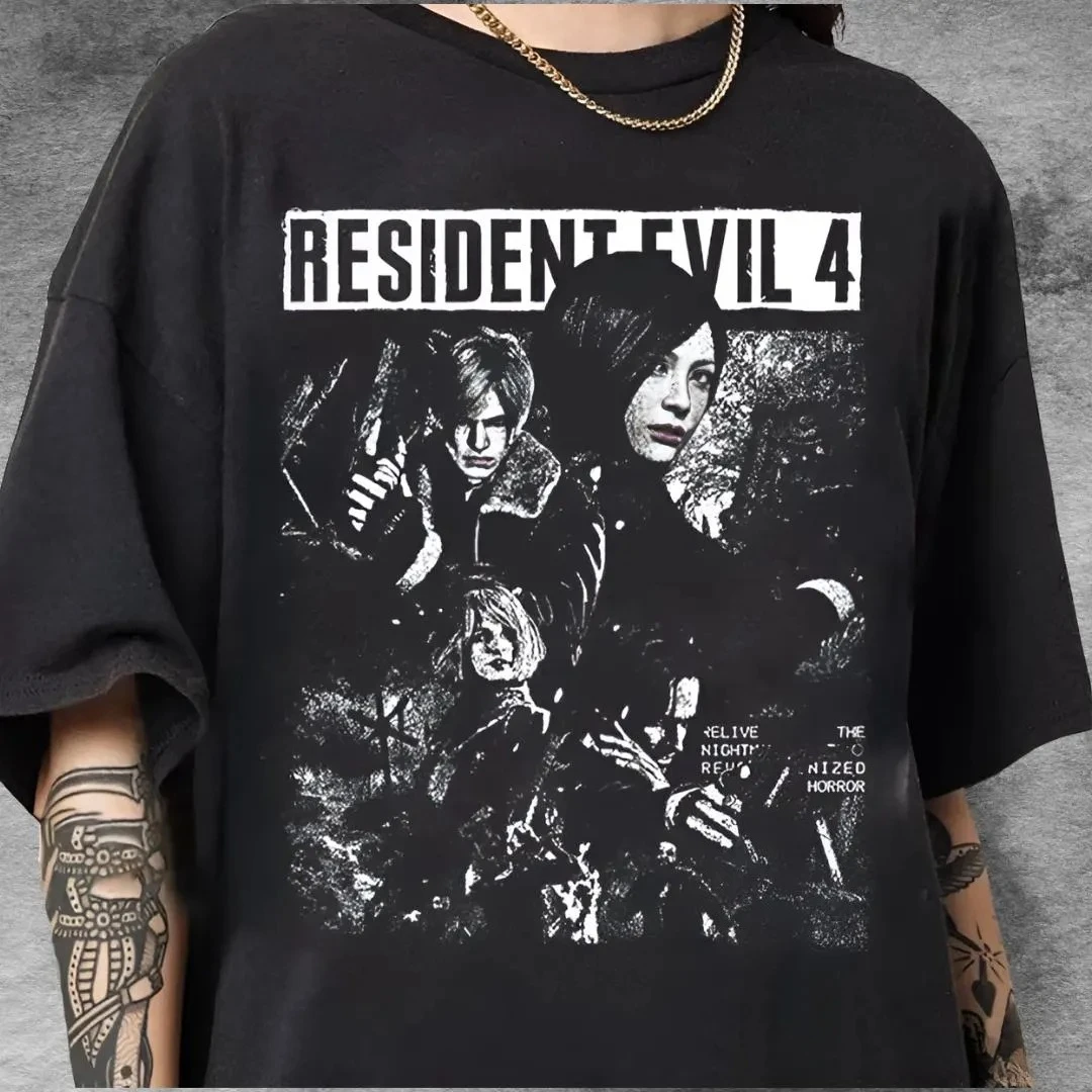 Resident Evil 4 Game Casual Trendy Graphic Vintage Y2K T Shirt Women Men Cotton Tee Summer Spring Oversized Novelty Loose Tops