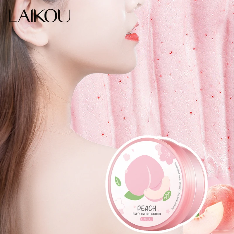 LAIKOU 90g Peach Exfoliating Facial Scrub Deep Cleansing Moisturizing Oil-Control Remove Blackhead Smoothing Skin Body Scrub