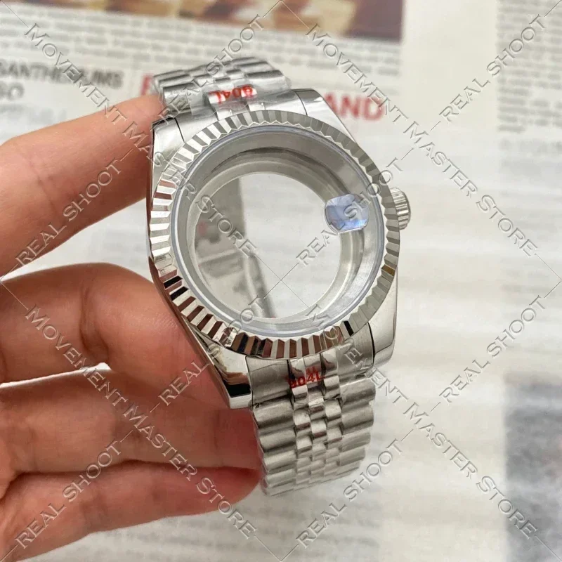 NH35 Кольцо с собачьим зубом, 39 мм, прозрачный нижний корпус с синим сапфировым стеклом, подходит для механизма NH36