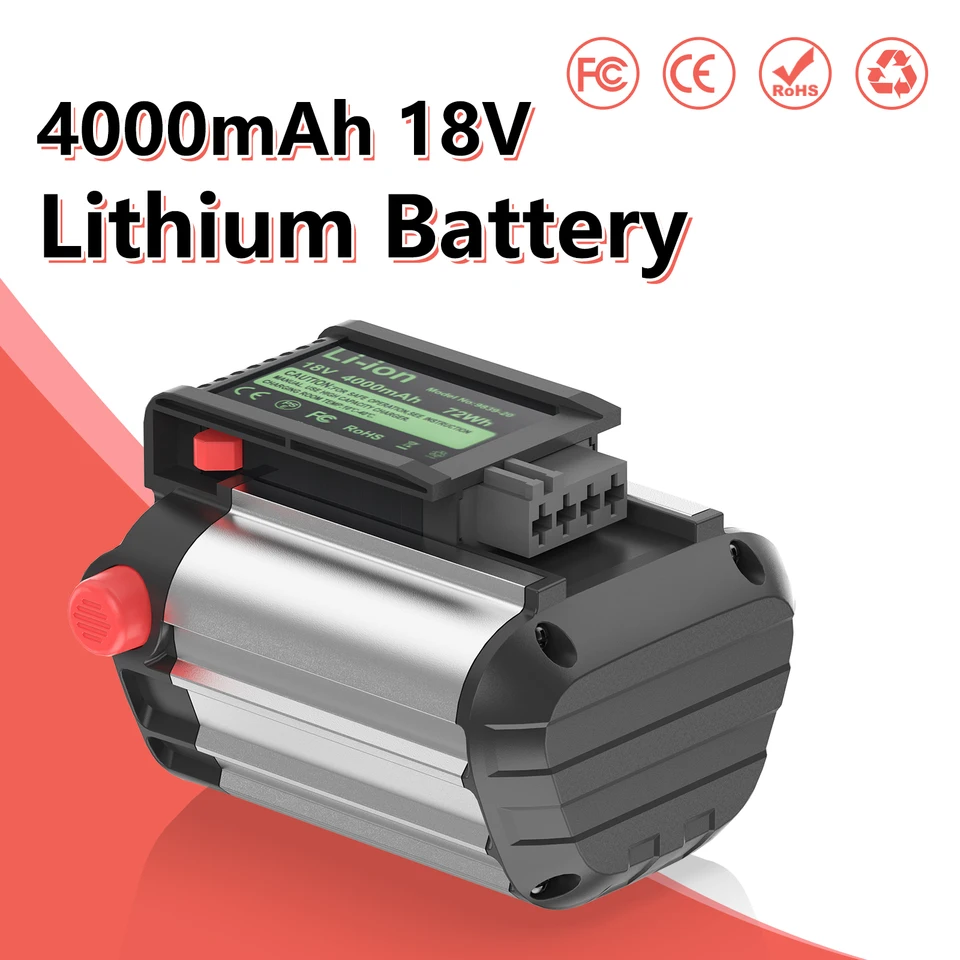 Batería de repuesto DREAMDASH 18V 4.0Ah 72Wh Li-ion para Gardena BLi-18 9839-20 9840-20 compatible con herramientas Gardena Li-18 EasyCut recortadora ComfortCut recortadora de setos cortacésped con BMS integrado y pantalla de energía LED 2