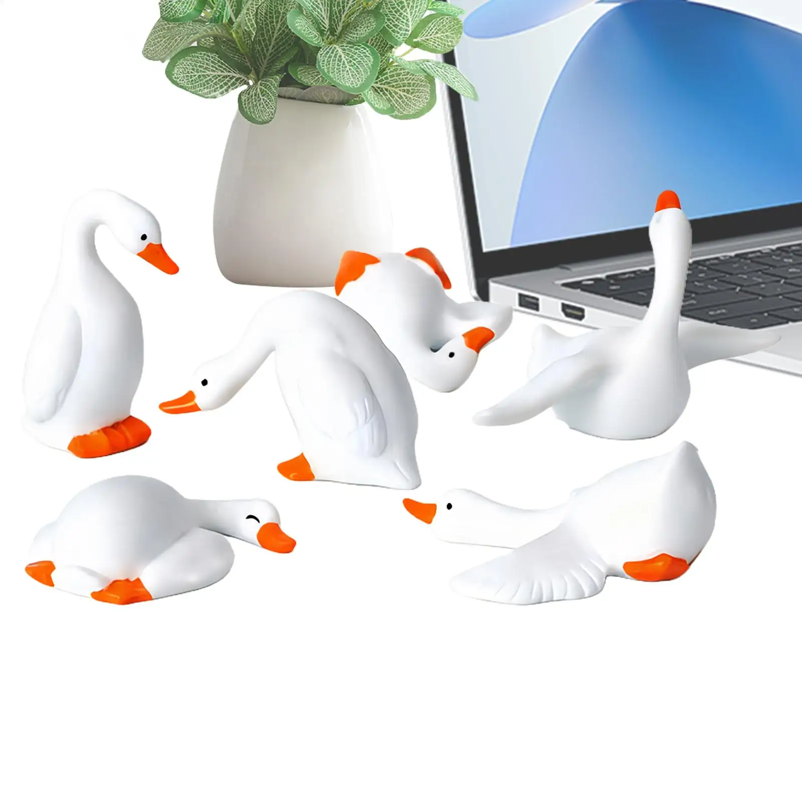 Dashboard Figurines 6 Pieces Animal Geese Figurine Ornament Desktop Statue Accessories for SUV RV Interior Office Road Trip