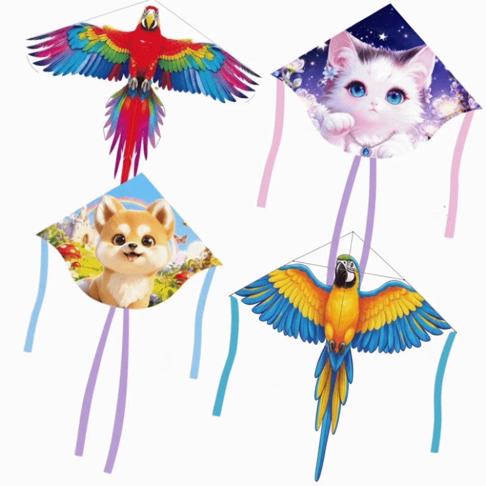 Easy To Fly Large Bird Kite Macaw Parrot Long Tail Animal Wind Kites 100M Kite Line Good Flying Outdoor Flying Toy Fun Sports
