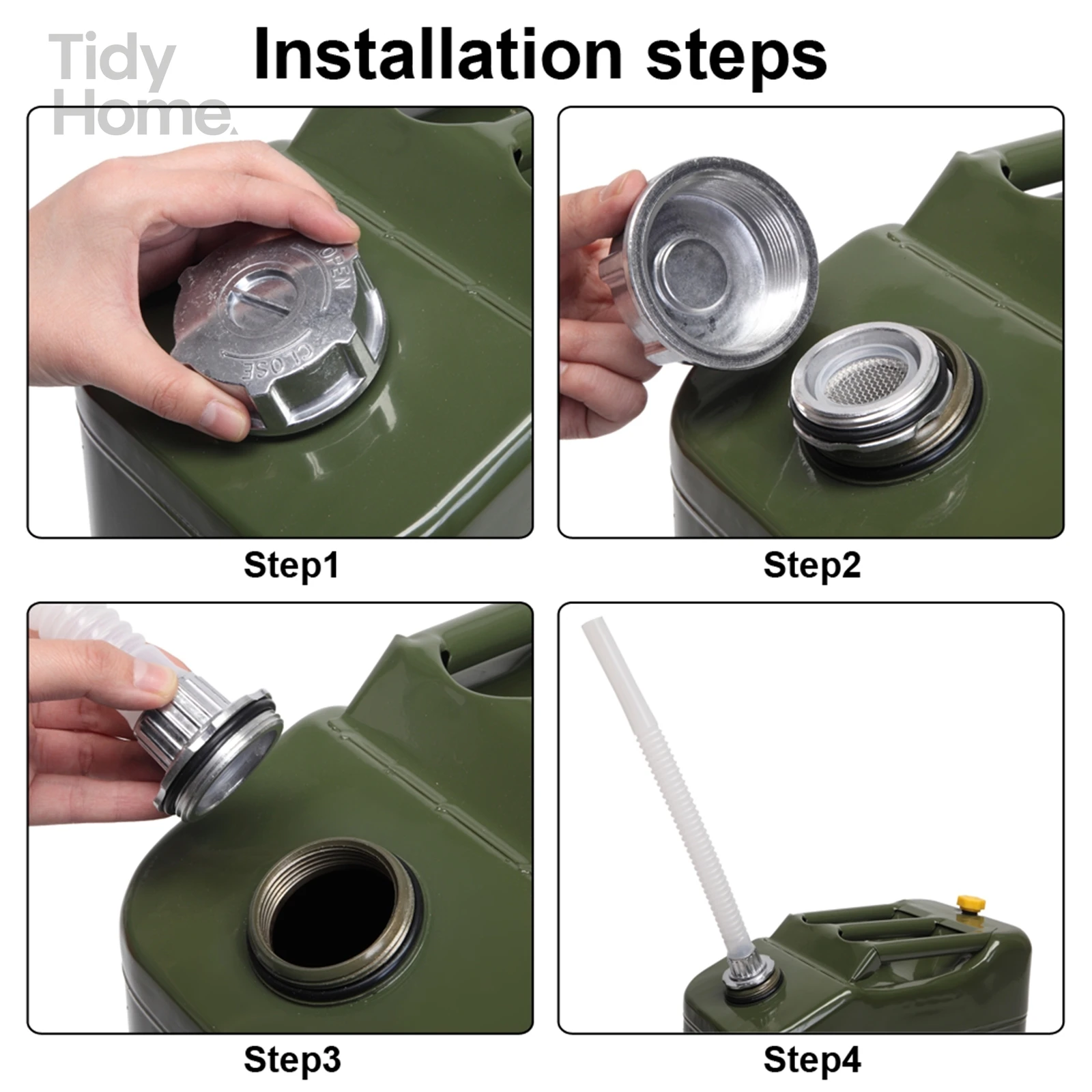 20L Standard Cold-rolled Plate Petrol Diesel Can Gasoline Bucket with Oil Pipe Army Green, Large capacity Oil bucket