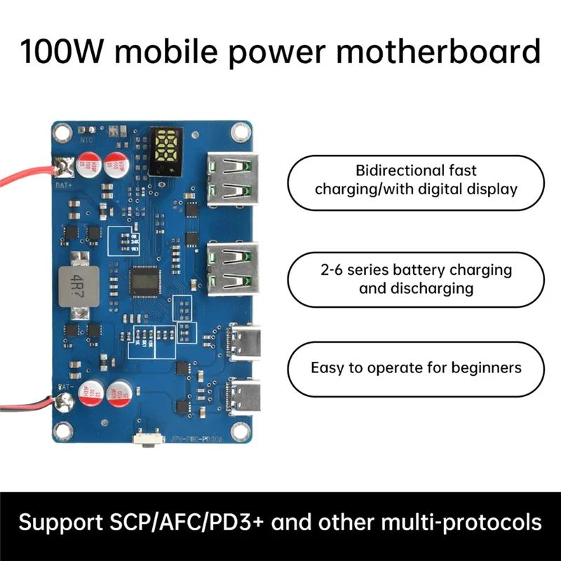 

-ABAB 100W PD Charge/Discharge Mobile Power Motherboard With Digital Interface For 2-6S Battery