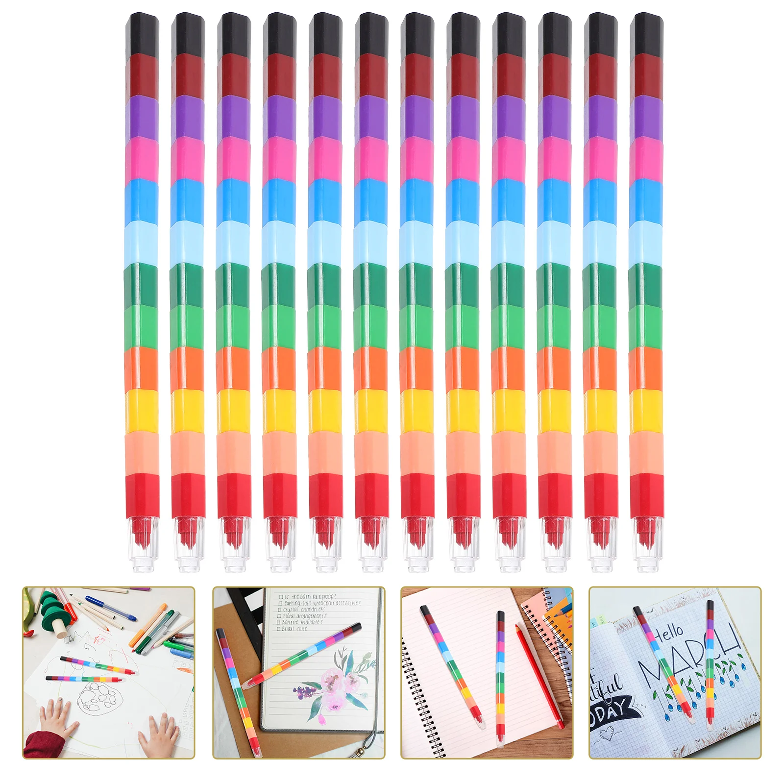 24 Pcs Crayons 12 Colors Kids Pencils Painting Supplies Child Colour Toddler for Pens Wax