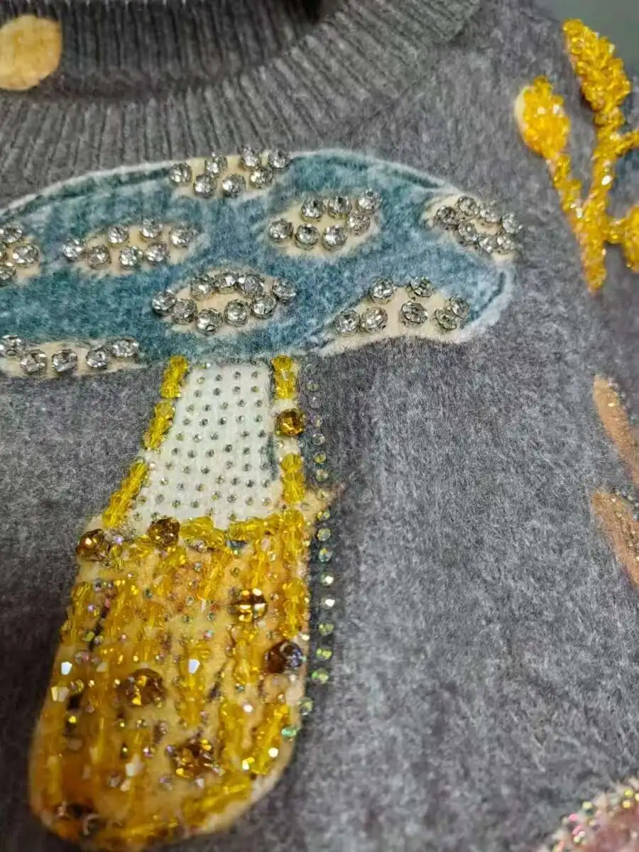 الاتجاه الجديد الخريف الشتاء الملابس البريق Dias سترة المرأة تريكو Y2K البلوز أبلى محبوك القمم الملابس النسائية