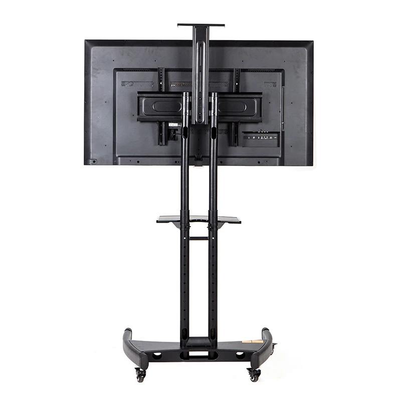 Adjustable Height Trolley With Wheels Mobile TV mount Stand   LCD Screen Floor  Carts with DVD Shelf