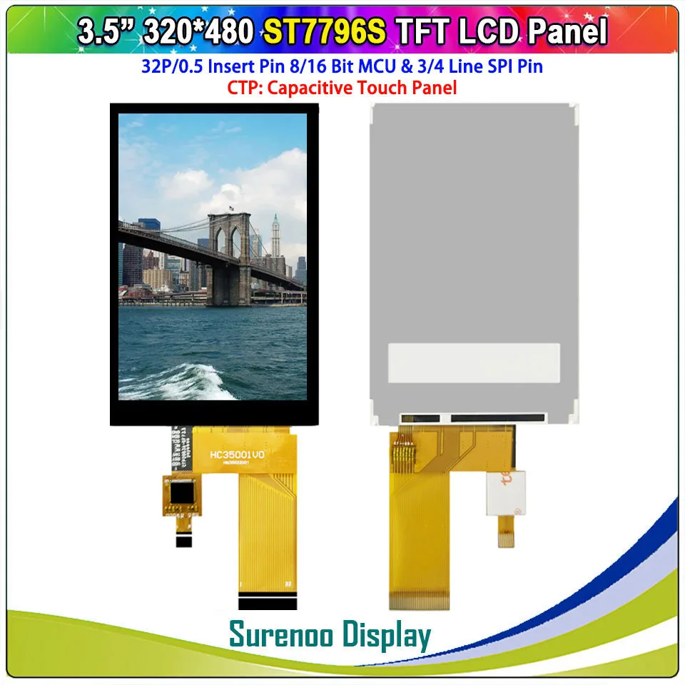 Imagem -04 - Polegadas 320*480 32p 0.5 St7796 16 Mcu Paralelo Spi Tft a Cores Lcd Módulo Display Tela Painel de Toque Capacitivo Resistive 3.5