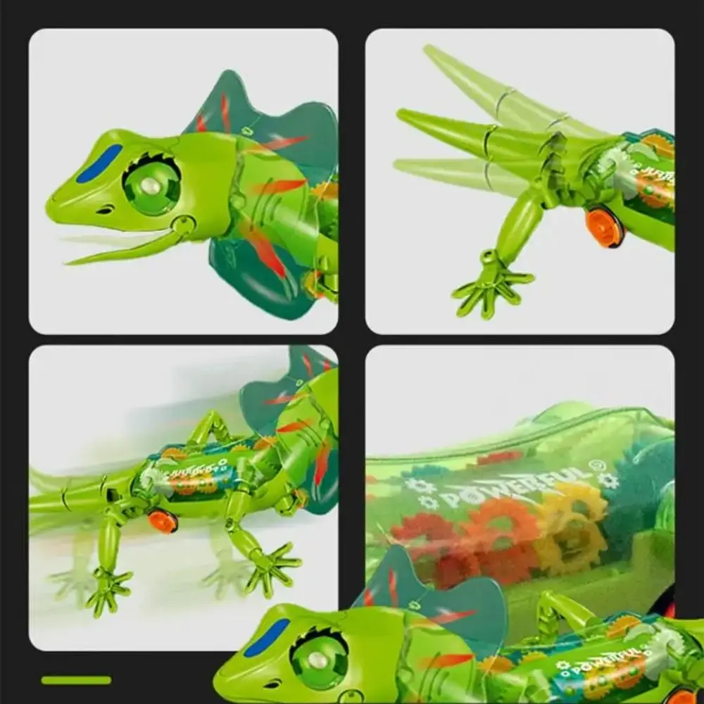 Modelo robótico eletrônico animais de estimação lagarto sons luzes lagarto andando eletrônico anime transparente
