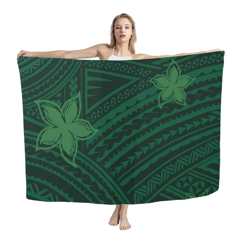 Imagem -05 - Hycool Hibiscus Impressão Promoção Logotipo Personalizado Super Fino Macio Sarong Cachecol Polynesian Estilo Samoan Uma Peça Maiô Encobrimento