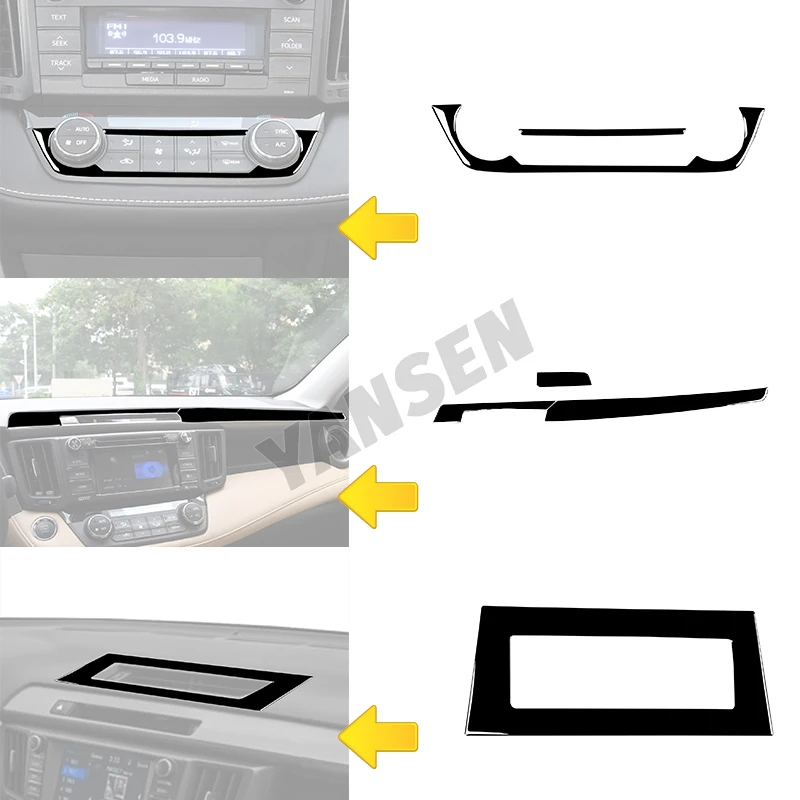 Piano Black Central Control Air Conditioning Switch Trim Sticker For Toyota RAV4 2014 2015 2016 2017 2018 2019