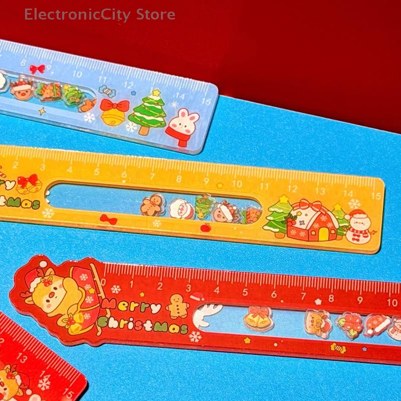 Outil de peinture de dessin créatif, papeterie de récompense, dessin animé père noël bonhomme de neige règle de noël, cadeau pour étudiant, fournitures scolaires, 1 pièce
