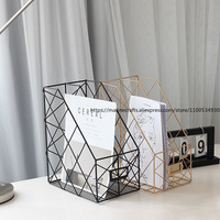 Nordic Light Luxury Style Simple Geometric Office Desk Bookshelf Office Supplies Desktop Storage Box Folder Storage Rack