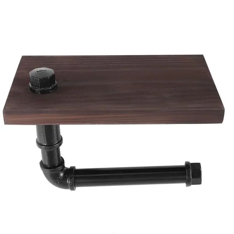AT19-Rustic Industrial Toilet Paper Roll Holder,Pipe Floating Holder For Home/Bathroom,Wall Mounted Shelf