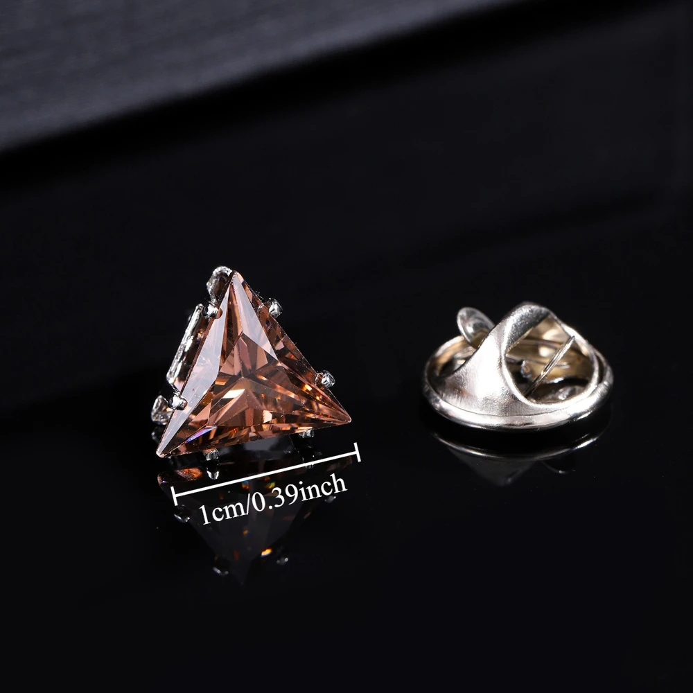 Multi Colored Optional Triangular Crystal Neck Needle Triangular Zircon Brooch Men's Business Dress Sleeve Nail Shirt Matching