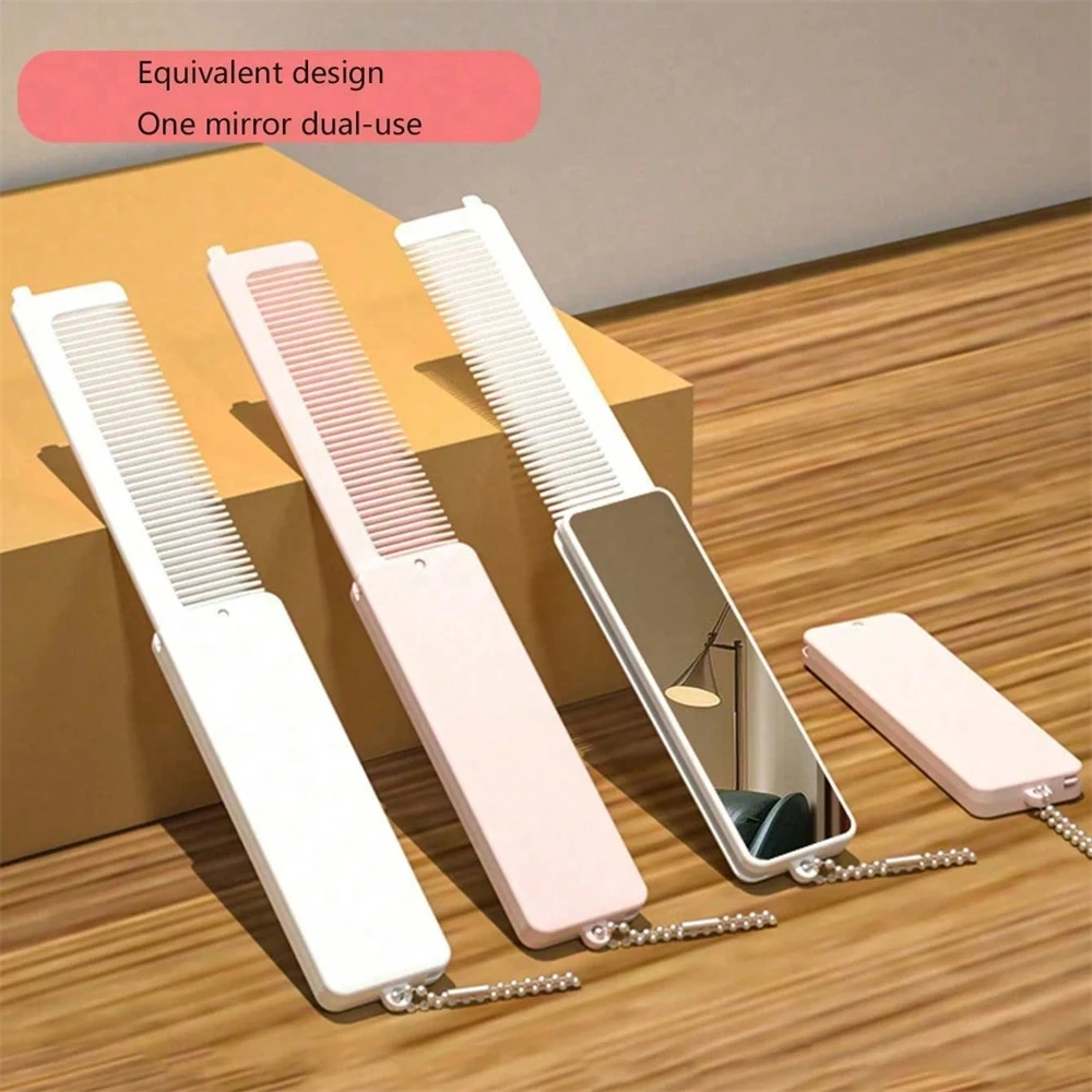 Portable Small Mirror Portable Mirror Comb Foldable Mirror Makeup and Dressing Tool Light Mirrors Makeup