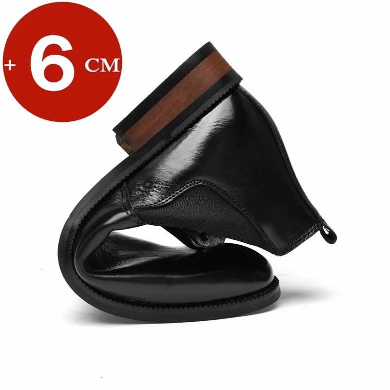 New Chelsea Boots Ankle Men Army Warm Elevator Shoes High Increase Insole 6cm Height Winter Business Outdoor Man Cow Leather