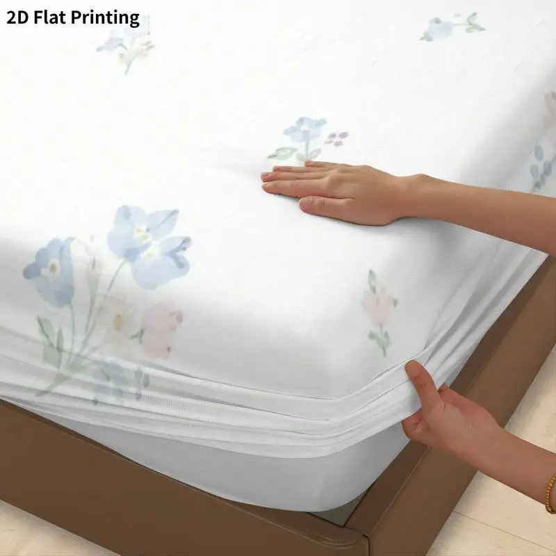 3Pcs Pastelfloralbows Fitted Sheet Three Piece Set (1*Fitted Sheet + 2*Pillowcases, Coreless), Bedding Set