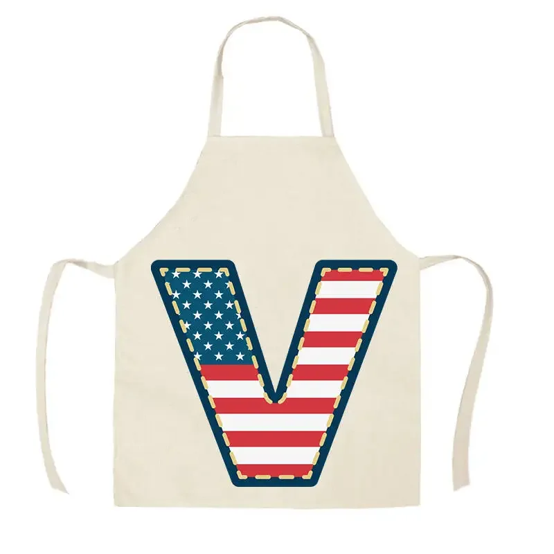 Creative Monogrammed Printed Sleeveless Kitchen Apron Men Women Home Cleaning Tools Restaurant Kitchen Workwear Stain Resistant