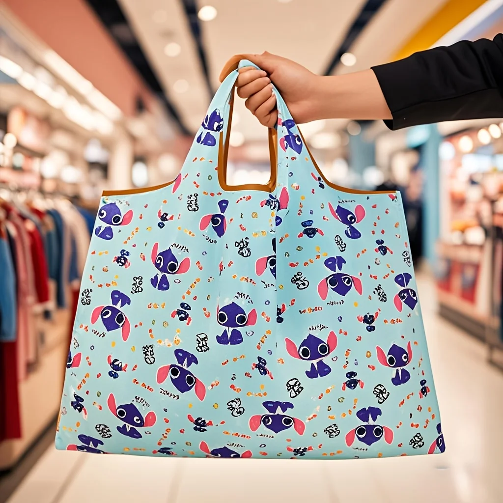 foldable Disney Stitch yoga bag,shopping bag, portable tote bag, washable fabric grocery eco bag for daily shopping and trips
