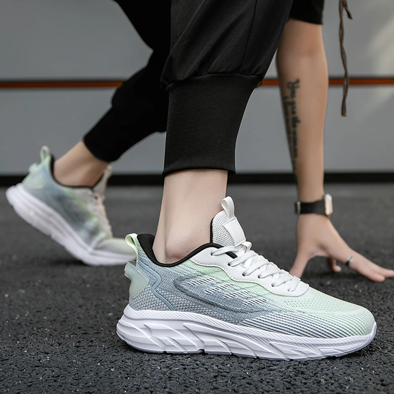 

Men'S Thick Soled Shock-Absorbing Running Shoes With Mesh Upper Breathable Lightweight And Better Explosive Sports Shoes 39-47