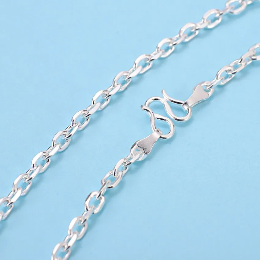 Pure 990 Silver Necklace For Women Men 2.5mm/3.0mm/3.5mm/4.3mm/5mm Cable Link Sweater Chain 45-70cm Length