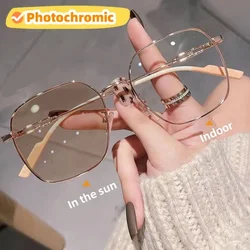 Women Photochromic Myopia Glasses Vintage Color Changing Eyeglasses Fashion Sunglasses Minus Sight Eyewear Diopter O To -4.0